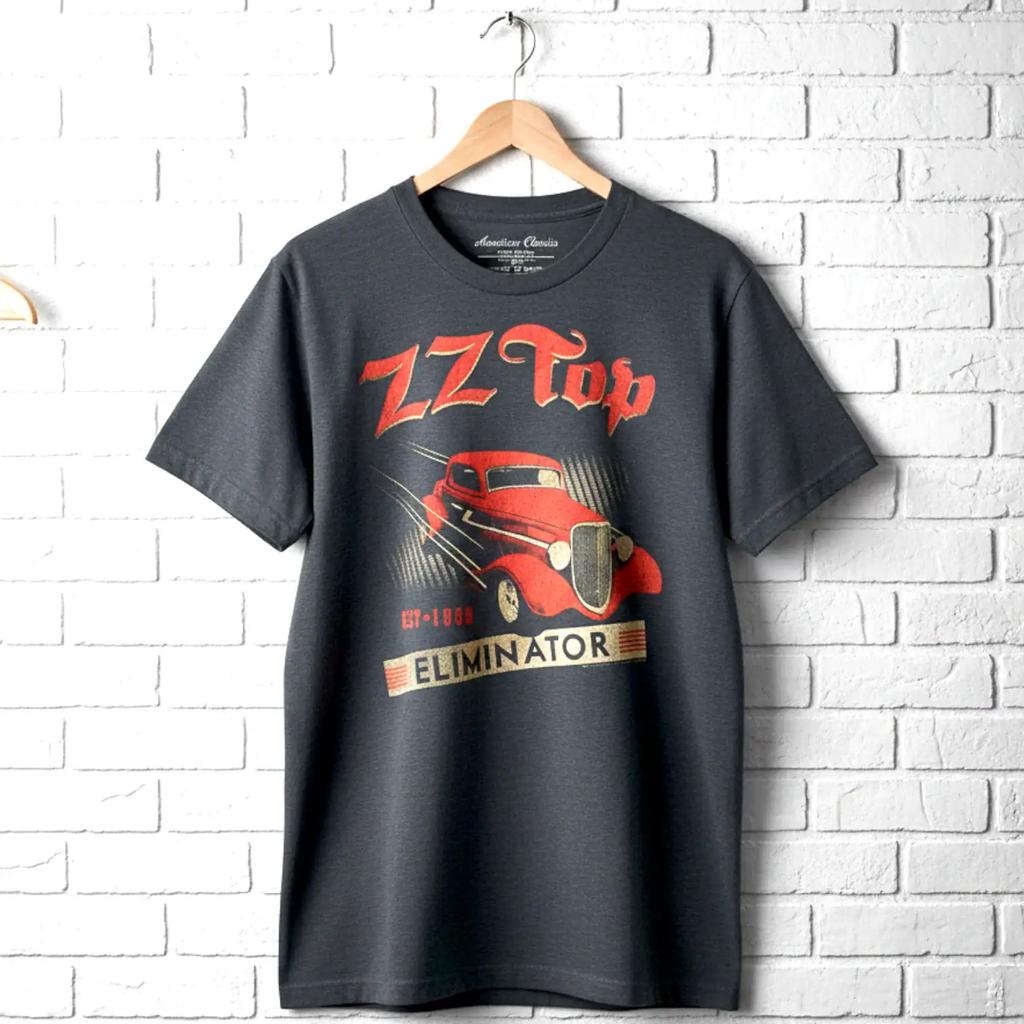 ZZ Top Eliminator Автомобильная обложка альбома Мужская футболка 1969 Рок-группа Тур Мерч