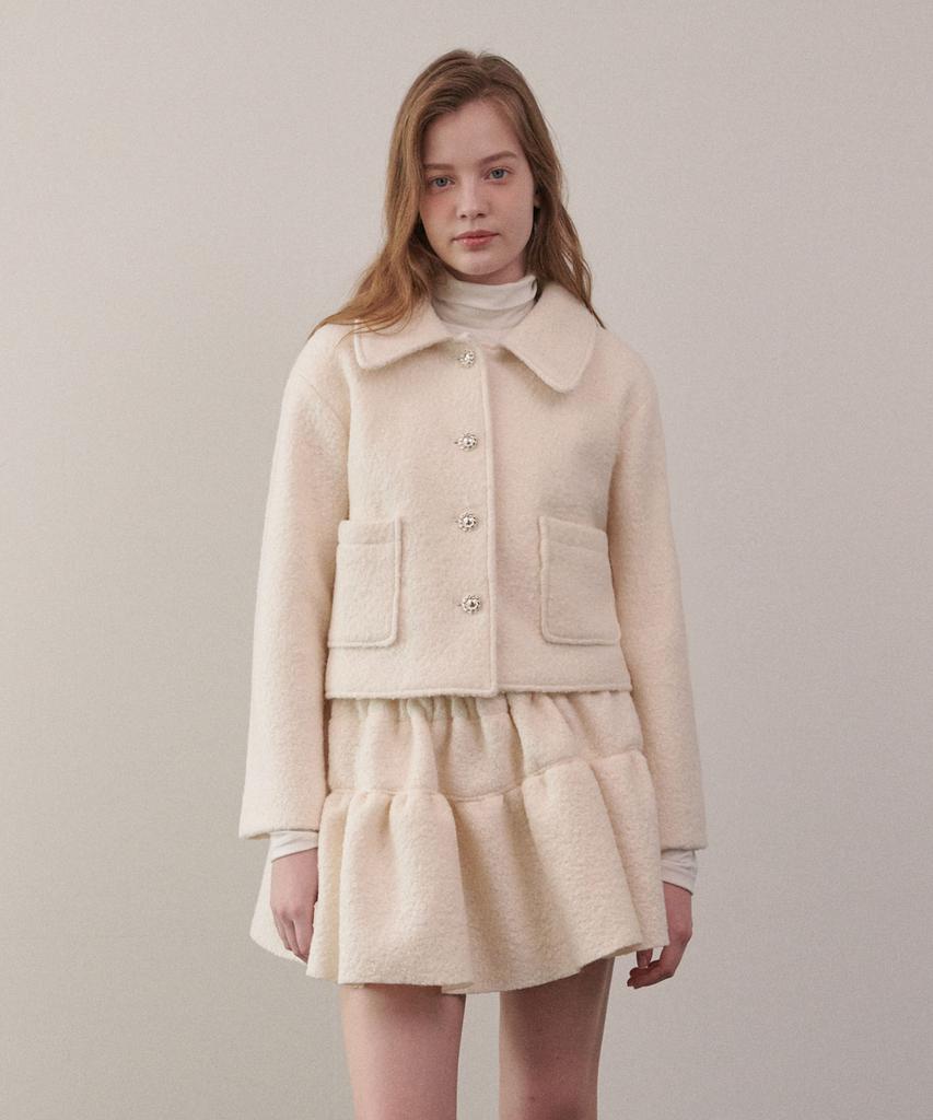 Luluchou Cozy Wool Crop Jacket - Ivory