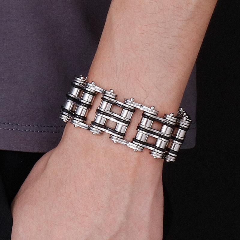 Мотоциклетная цепочка из нержавеющей стали, мужской браслет, ширина 24 мм, ручная цепочка, аксессуары, браслет, мужские браслеты, рок-н-ролл, рэп, ювелирные изделия