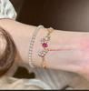 Hot Selling Dopamine Color Diamond Brushed Flower Bracelet Fairy Style Daily Stacking French Elegance