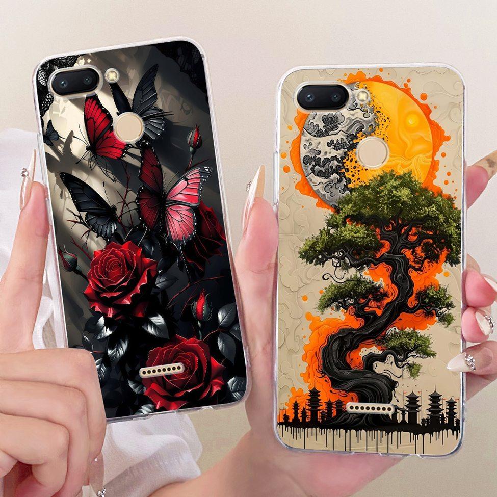 For Redmi 6 Case Cover Transparent Cute Cat Fashion Butterfly Funny Cool Painted Casing M1804C3DH M1804C3DG M1804C3DI
