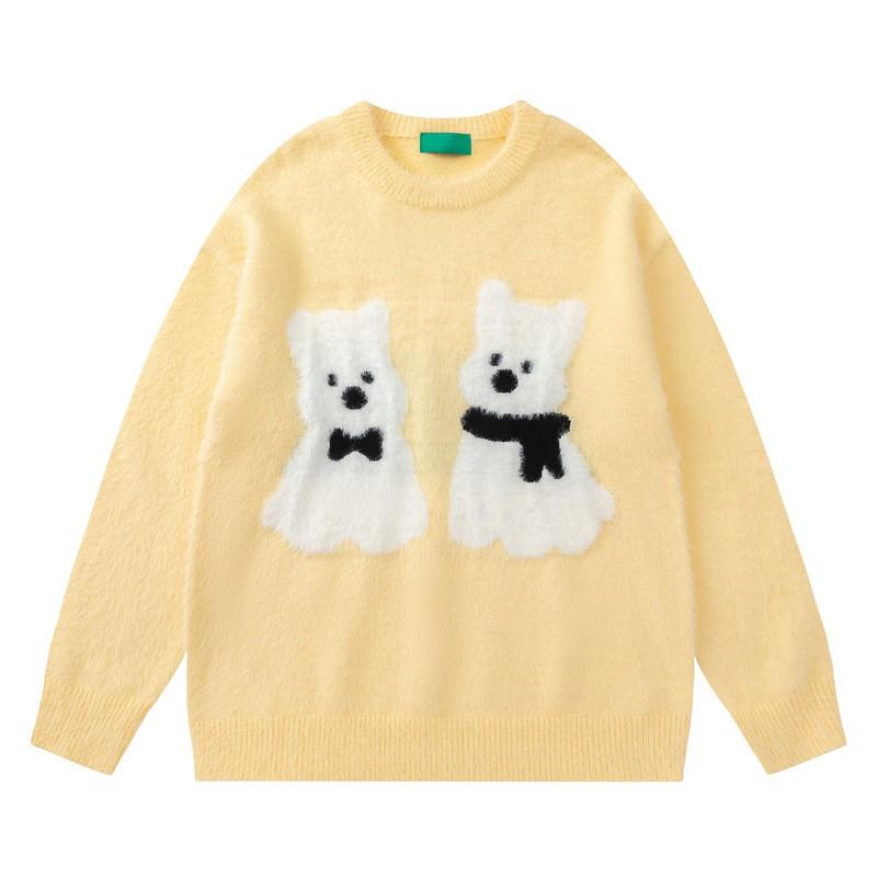 Cozy Dog Knit Sweater Teens Unisex Loose Fit Warm Pullover Streetwear