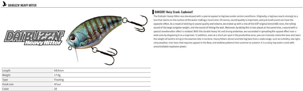 OSP Воблер Buzz n' Crank Heavy Hitter 50 мм 10 грамм Плавающий H-90 (7997)