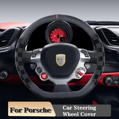 Чехол на руль автомобиля из замши и кожи, модный спортивный стиль для Porsche Cayenne957 Boxster 986 987 911 Cayman Macan