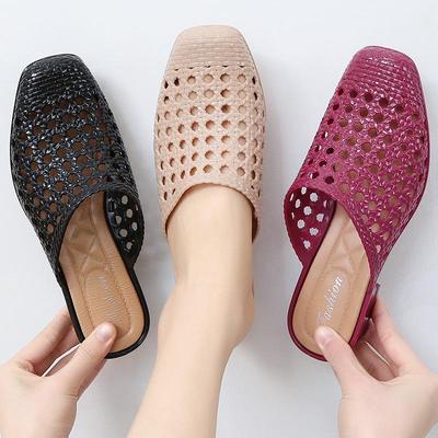 Женские летние хрустальные сандалии - Модные, Нескользящие, На толстой подошве, На среднем каблуке, Шлепанцы.