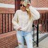 Женский длинный рукав круглый вырез пуловер Европа и Соединенные Штаты свитер женский свободный круглый вырез ретро трикотаж