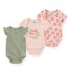 Kiddiezoom 3 Pcs Fashion Baby Boys Girls Bodysuits 100%Cotton Soft Newborn Clothes
