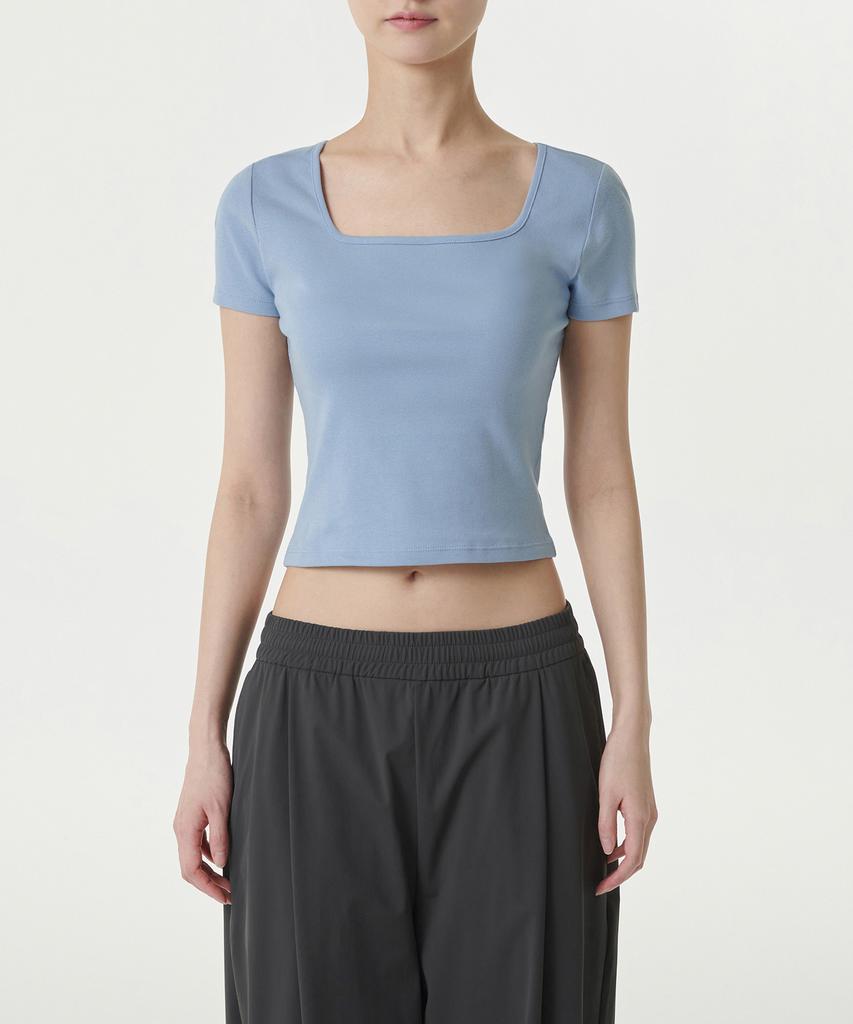 MUSINSA STANDARD WOMAN Women'S Slim Square Neck T-Shirt [Cloudy Blue]