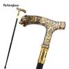 Golden Black Tiger Luxury Pattern Walking Stick Party Fashion Elegant Walking Stick Decorative Cospaly Cane Knob Crosier 90cm