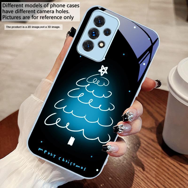 Белая линия Рождественская елка Для Samsung A73 72 71 A70 56 55 54 A53 52 51 50 42 A35 A34 33 32 31 26 25 24 23 22 30 стеклянный чехол для телефона