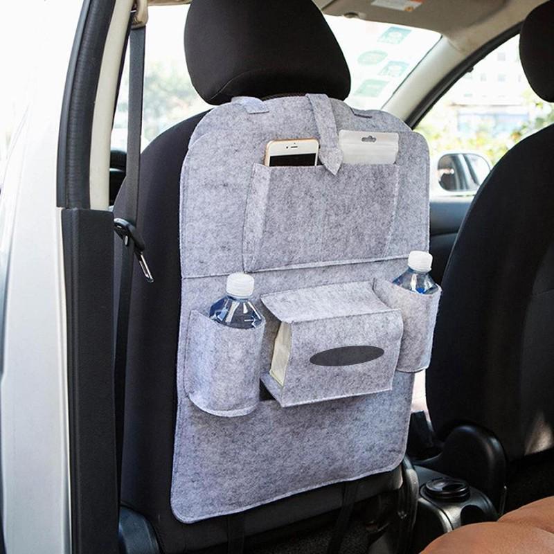 1 шт., сумка для хранения на спинке автомобильного сиденья, органайзер, багажник, эластичная фетровая сумка для хранения, 6 карманов, органайзер, подвесные автомобильные аксессуары