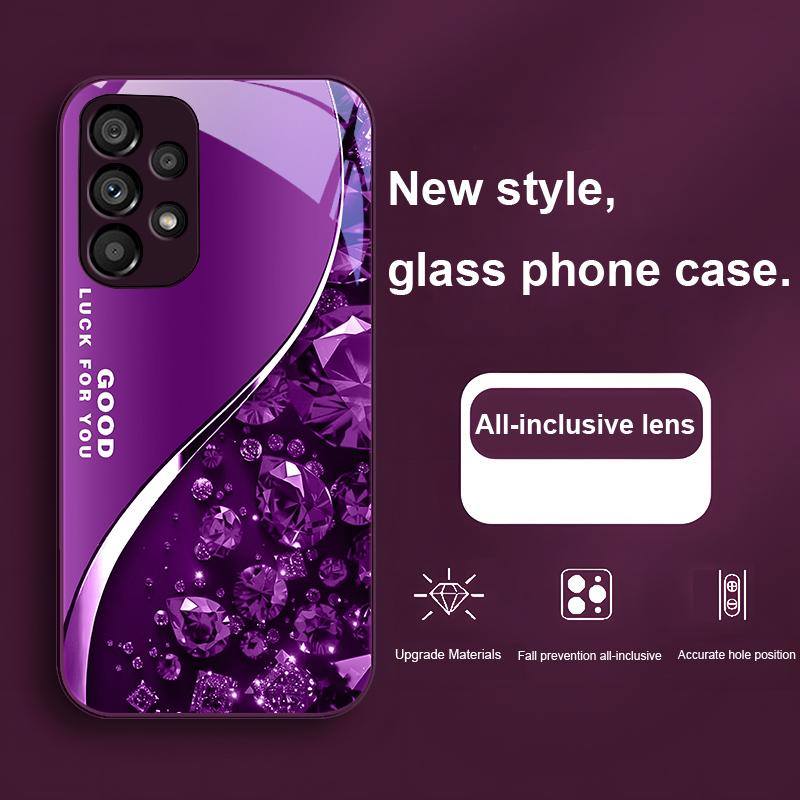 Цветной Алмазный Градиент для Samsung Galaxy S23 U Ltra 24 Plus S20 21 FE S25 Ultra A70 A72 73 51 52 53 Закаленное Стекло Чехол для Телефона