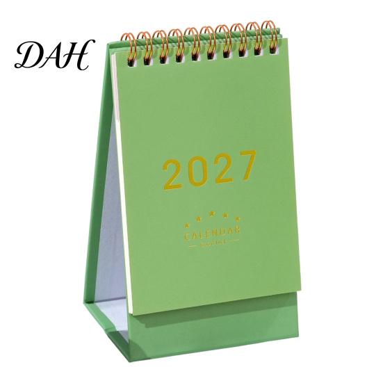 Decorative Desk Organizer 2027 Calendar, Standing Flip Desktop Minimalist Gold Foil Cover Academic Year Calendar Monthly Planner, Thick Paper for Note