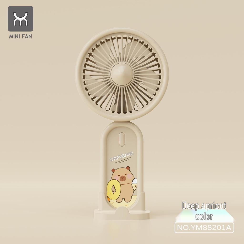 Creative Cartoon Mini Handheld Fan with USB Charging and Phone Holder