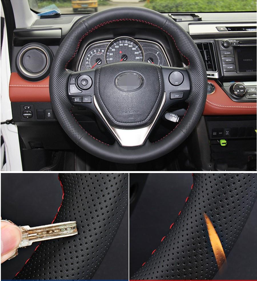 Для Toyota RAV4 Corolla 2014-2018 годов Сделай сам Ручная вышивка Отделка чехла на руль автомобиля