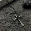 1Pc Gothic Long Cross Necklace Women's Dark Style Diamond Embedded Sweater Chain Retro Cool Clavicle Chain Jewelry Accessory