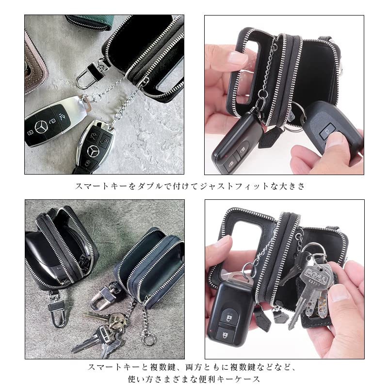 [MERCOLEDi] Чехол для ключей мужской женский смарт-ключ совместимый смарт-ключ чехол для ключей вмещает 2 натуральная кожа с прозрачным окном темно-синий