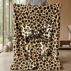 Leopard Print Bow Design Theme blanket Lightweight Warm Flannel Blanket Decorative Throw Blanket for Home Decoration