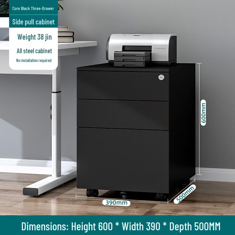 Mobile Steel Storage Cabinet with Wheels and Lockable Three Drawers
