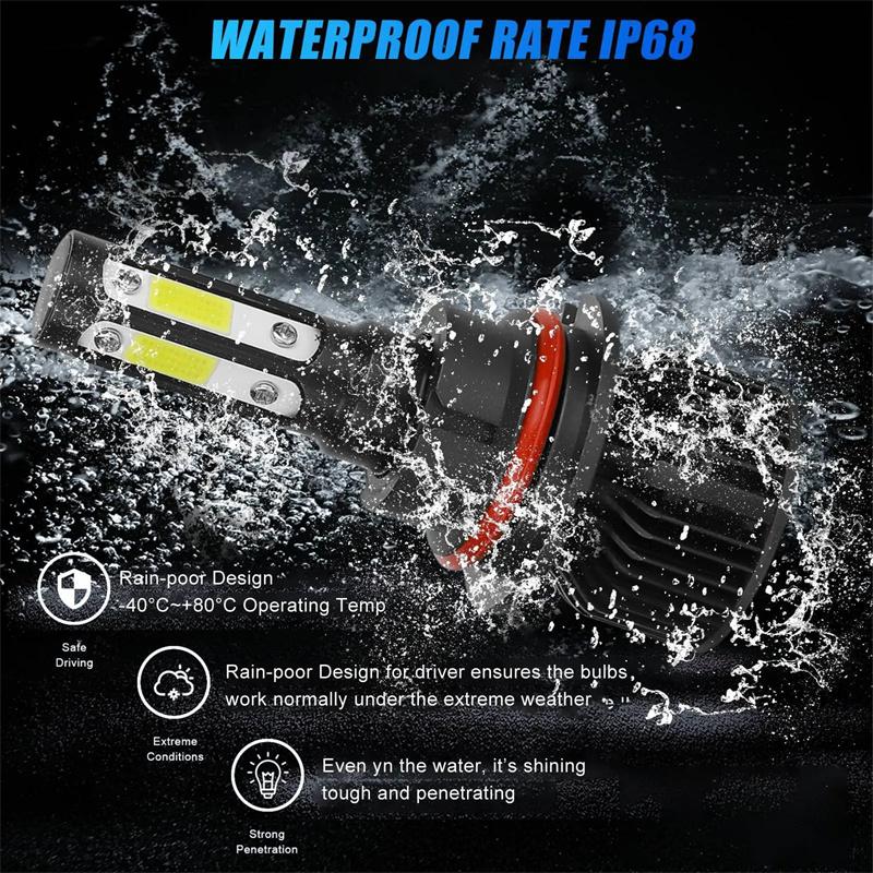 2Pcs 9007 Hb5 Led Headlight Bulbs Conversion Kit High Low Beam Car Headlight Single-Beam 6500K Super White