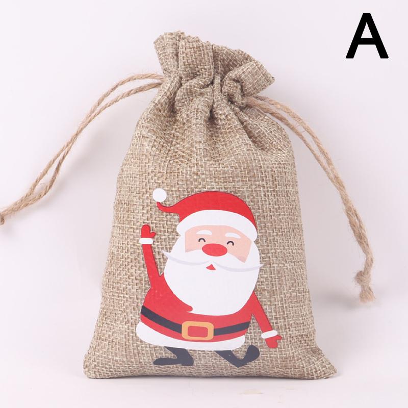1 шт. Рождественский подарочный мешочек на шнурке из хлопка и льна, подарочные упаковочные пакеты для хранения ювелирных изделий и конфет MIT