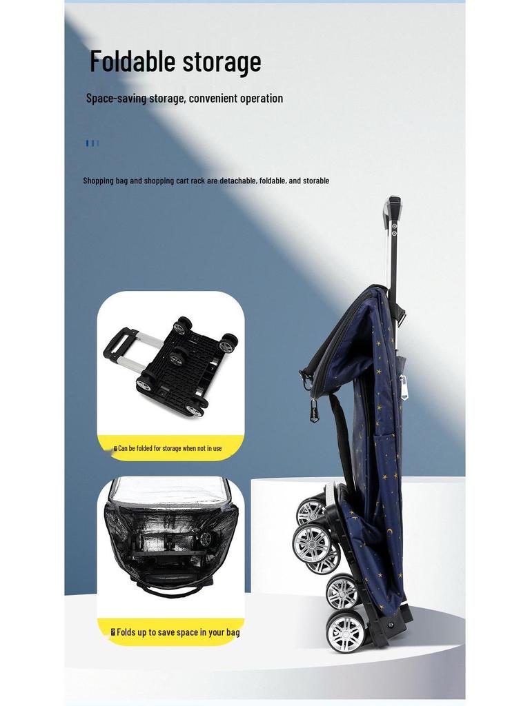 Складная Портативная Тележка для Продуктов с Сумкой - Бытовая Тележка для Супермаркета