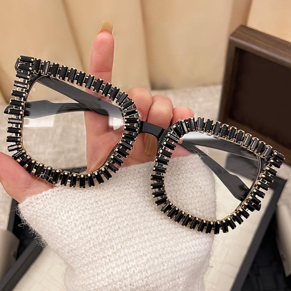 Fashion Rhinestone Sunglasses INS Women Spectacles Large Frame Eyewear Outdoor Activities