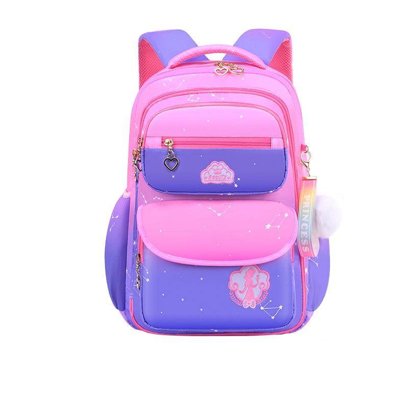 Ортопедические сумки для начальной школы для девочек, детский рюкзак с градиентными цветами, детский рюкзак большой вместимости