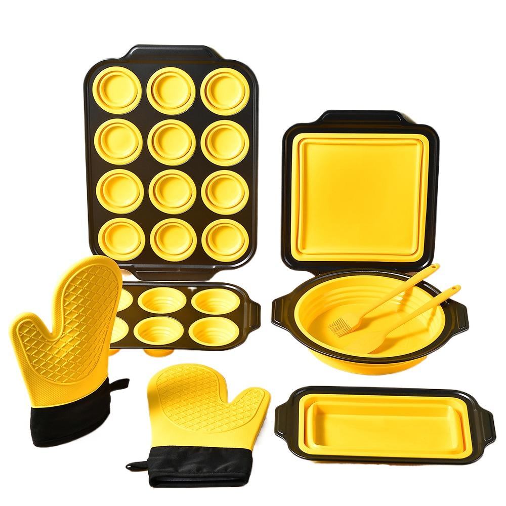 Антипригарные формы для выпечки, Силиконовый набор для выпечки с дизайном «нажми для извлечения», Прихватки, Лопатка и Кисточка Гибкие, Не содержат БФА, Подходят для мытья в посудомоечной машине и для духовки