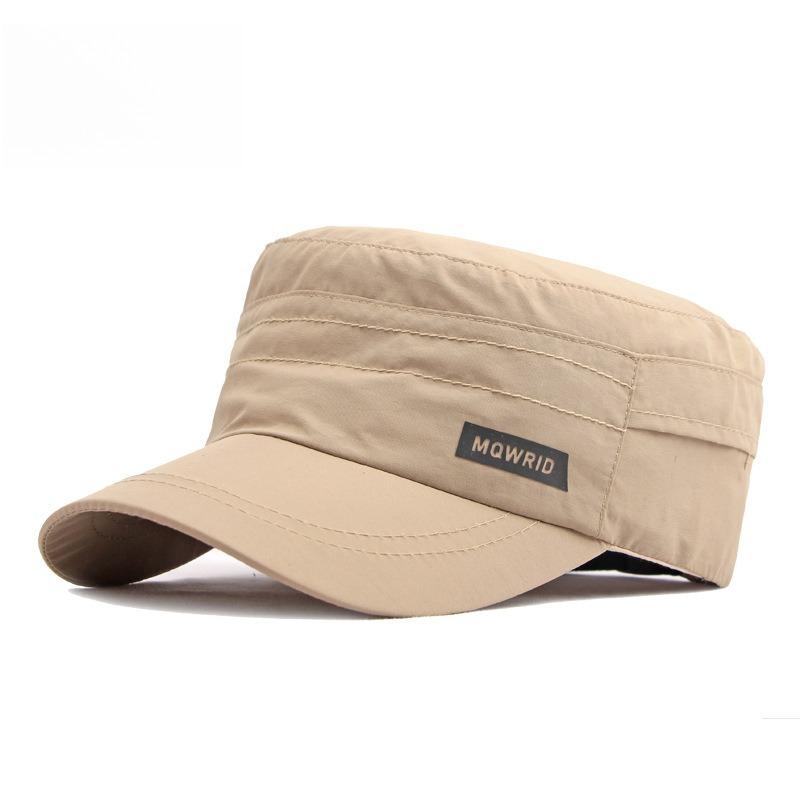 Men's Lightweight Quick Dry Cadet Cap Breathable Flat Top Military Hat Summer Sun Protection Outdoor Hiking Fishing Peaked Cap