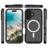 For iPhone 16 Plus Magnetic Case PC+TPU Phone Cover with PET Screen Film All-Around Protection