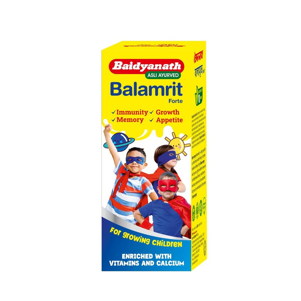 Baidyanath Balamrit Ayurvedic Kids Tonic 220 ml Herbal Growth Bone Strength Immunity Digestion Support 10 Herbs