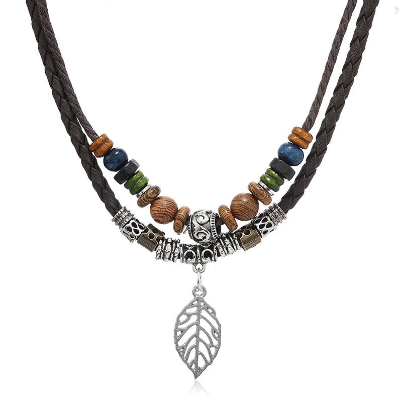 Богемное Ретро-ожерелье-свитер Mori-kei из Деревянных Бусин, Многослойное