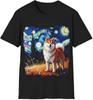 Shiba Inu Starry Sky Print T-shirt -- Shiba Inu Lovers Love To Doodle The Same Pattern Top for Men and Women Round Neck Unisex