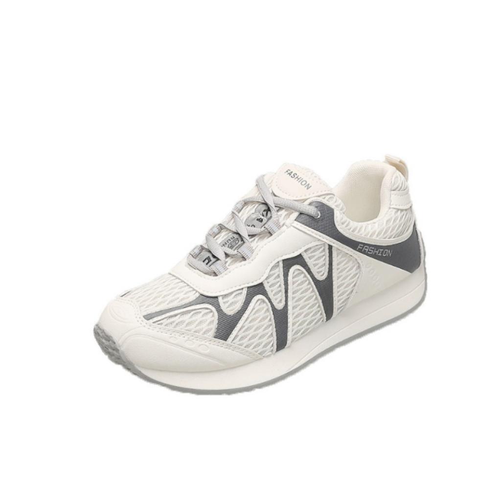 Корейская версия сетчатые шнурованные маленькие белые туфли женские лето 2025 новая мода универсальные и удобные спортивные и повседневные папины кроссовки