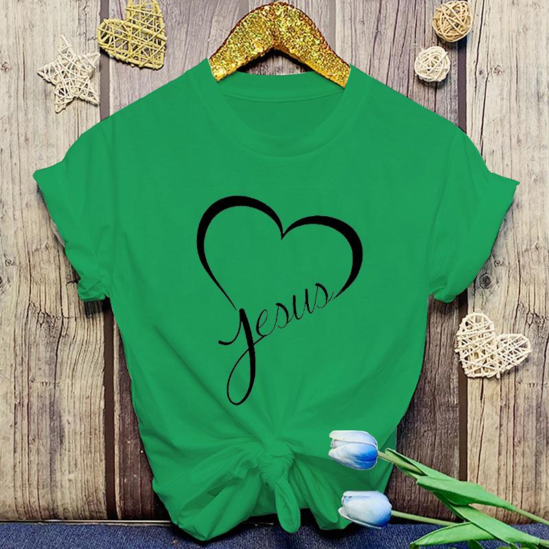 Новые Горячие Христианские Футболки с Принтом Любви Иисуса Женские Мужские Летние Повседневные Футболки с Круглым Вырезом и Коротким Рукавом Модные Рубашки Футболка