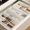 1pc Kitchen Drawer Retractable Storage Box Cabinet Plastic With Detachable Partitions Tableware Storage Box Kitchen Organizer