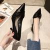 2024 New Korean Fashion Shoes Middle Heel, Thin Heel, Pointed Head, Shallow Mouth, Single Shoes for Women