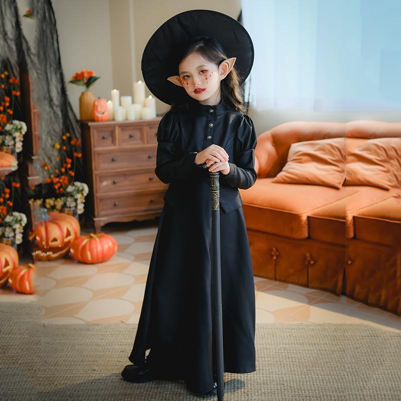 Kids Girls Halloween Dress Pumpkin Witch Cosplay Costume Casual Tutu Dress Party Stage Festival Outfit