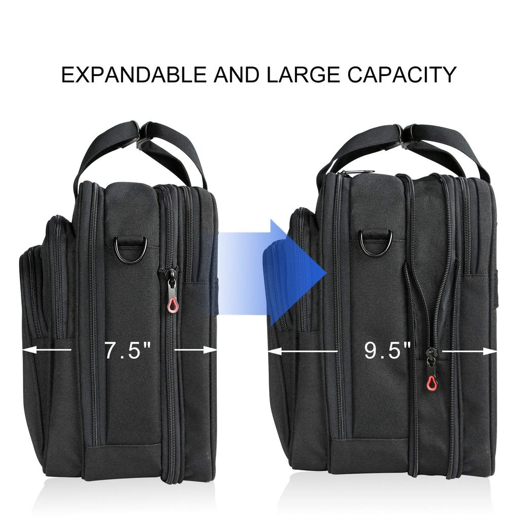 KROSER Business Bag Computer Bag Inch PC Bag Computer Case PC Bag Large Capacity Inch Bag Expandable Gusset Crossbody Bag Large Repellent Black Men's