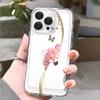Розовый гвоздика с золотыми лозами Чехол для телефона для IPhone 14 15 16 17 13 12 11 Pro Max Plus 12 13 Mini TPU Защитный чехол