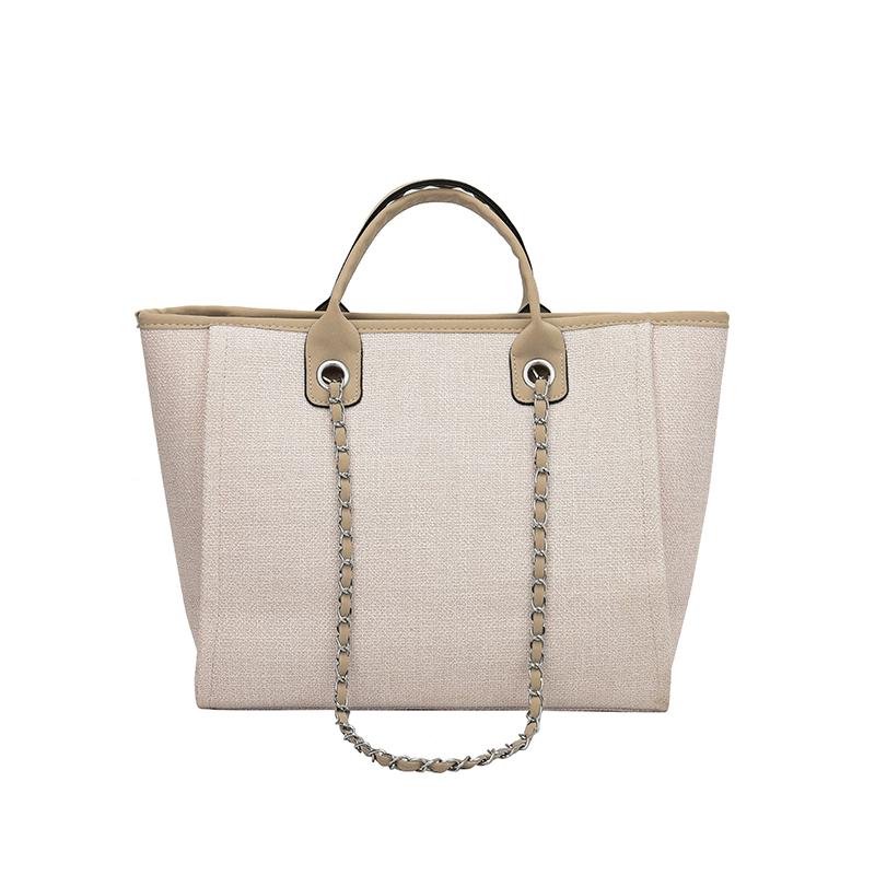 Fashion Simple Handbags Canvas Chain Bag Casual Large Capacity Chain Zipper Women's Shoulder Bag Tote Bag For Commute Shopping
