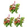 Santa Riding Dinosaur Ornament Funny Santa Claus Acrylic Hanging Decoration Novelty Dino Christmas Tree Ornament for Kids Boys Men