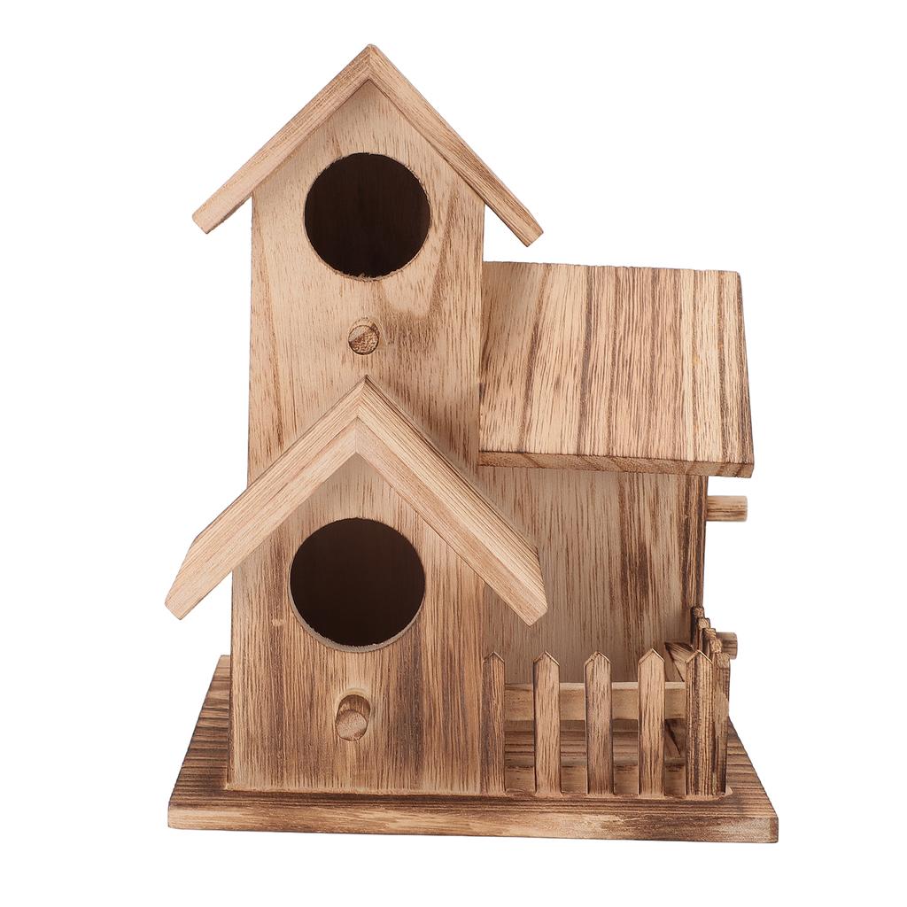 Деревянный домик для птиц с крышами, загородный домик для гнездования маленьких птиц, кормушка для дома, для внутреннего дворика на открытом воздухе