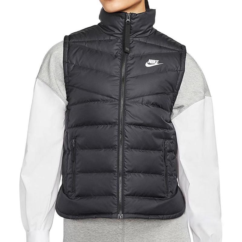 Nike Пуховый жилет женский, черный, со стоячим воротником, средней жесткости, другой расцветки DR1591-010