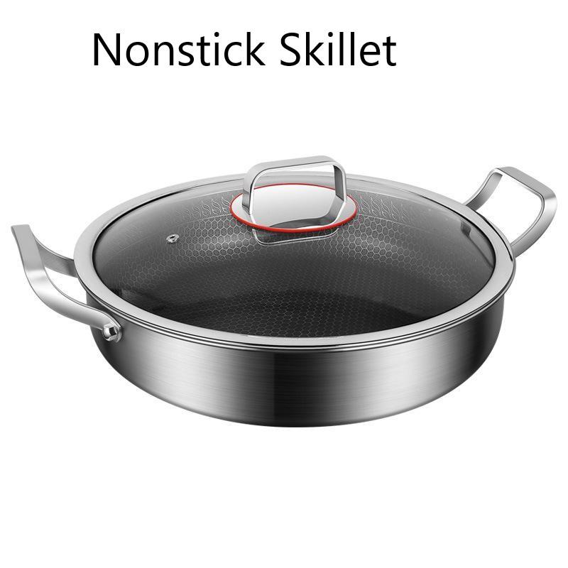 Nonstick Skillet with Lid 12 Inch Stainless Steel Pan, PFOA Free, Dishwasher and Oven Safe Cookware, Cooking Pan for Induction Compatible