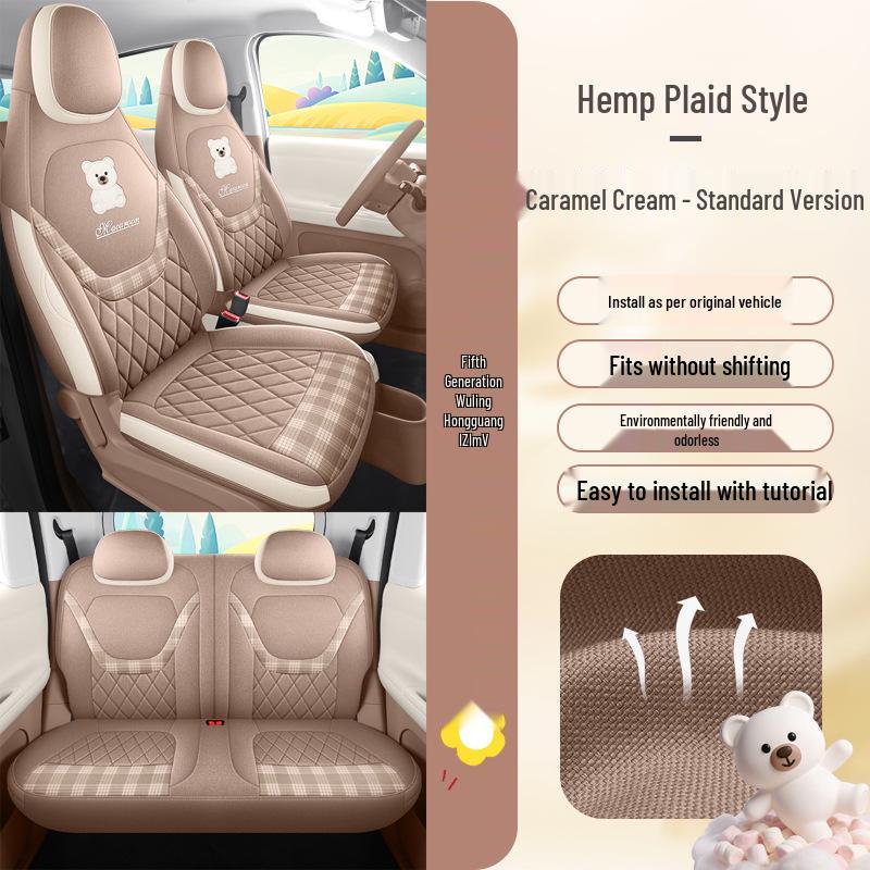 Breathable Cotton-Linen Car Seat Covers for 2026 Hongguang Mini (4-Door)