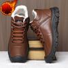 Size 39-47 Classic Black Brown Leather MEN'S Winter Super Warm Thick Plush Snow Boots Chunky Outdoors Hiking Sport Male Shoes