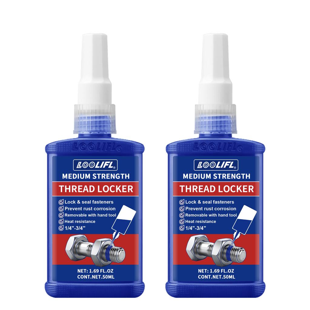 LOOLIFL Blue thread locking adhesive, medium strength, suitable for nuts, bolts, anaerobic curing adhesive to prevent loosening