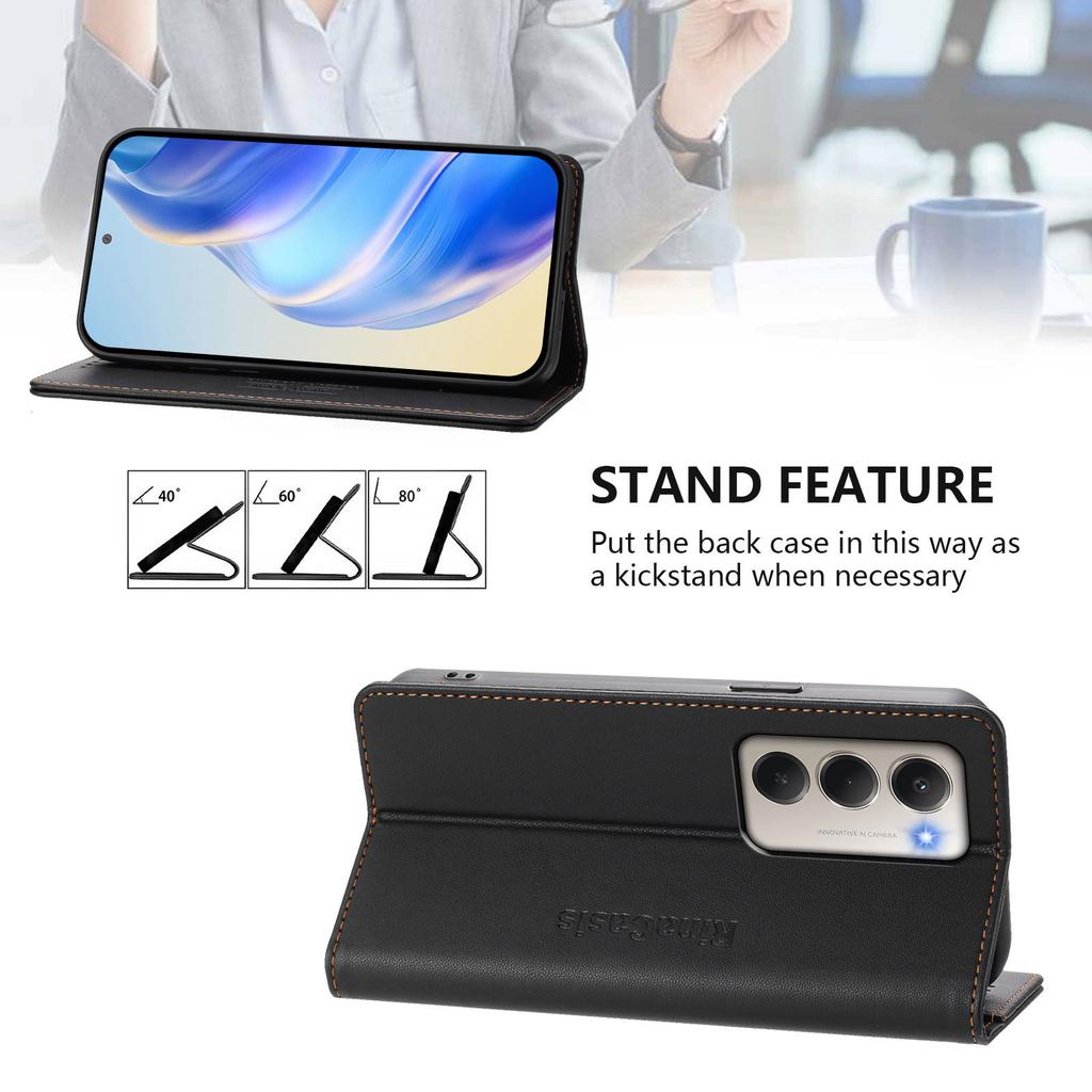 Для Xiaomi Redmi 15 4G (США) (171 мм) Кожаный чехол RINACASIS RC01 Чехол для телефона с RFID-блокировкой Кошелек Подставка